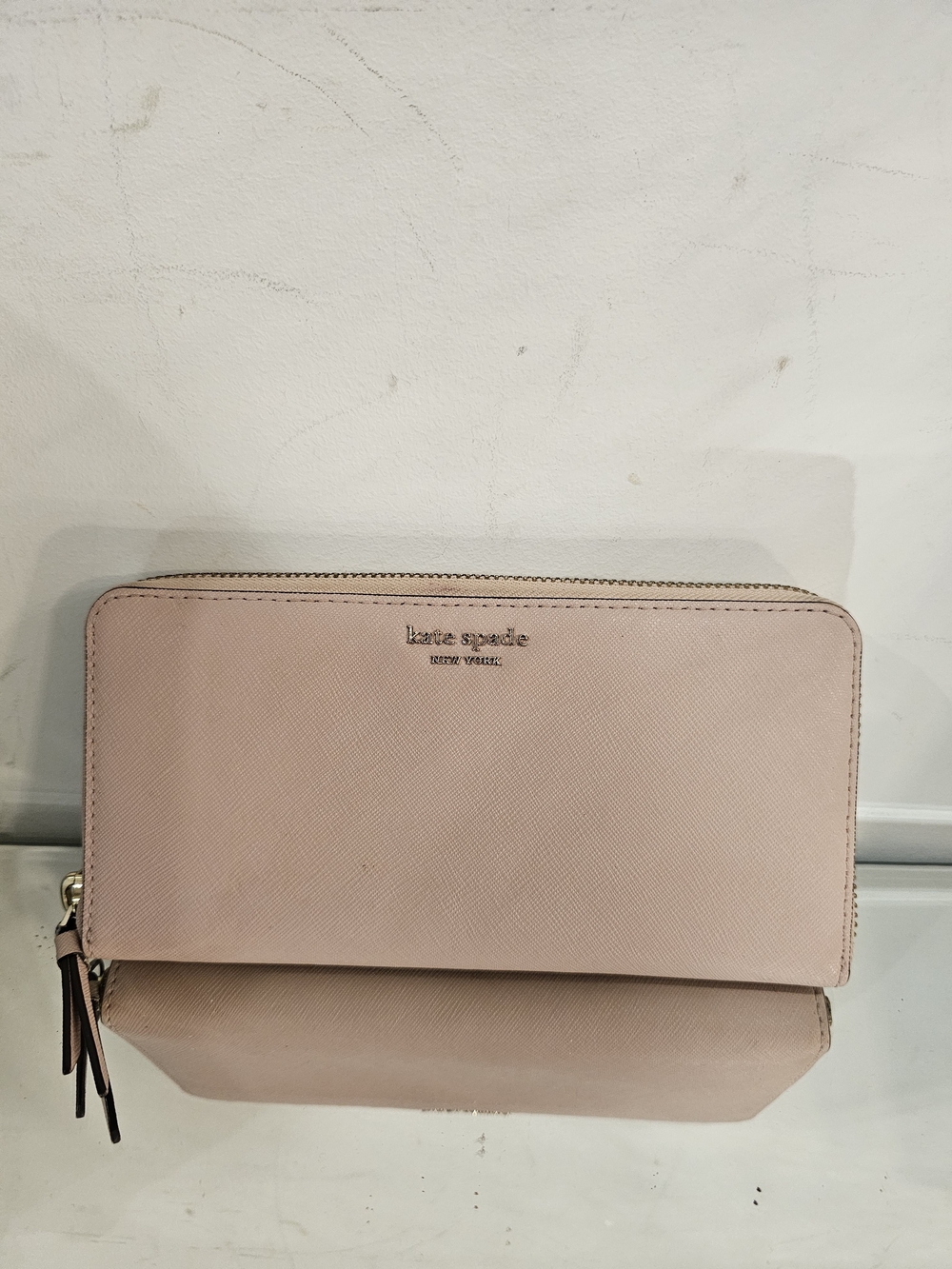 kate spade blush pink zip-around wallet
